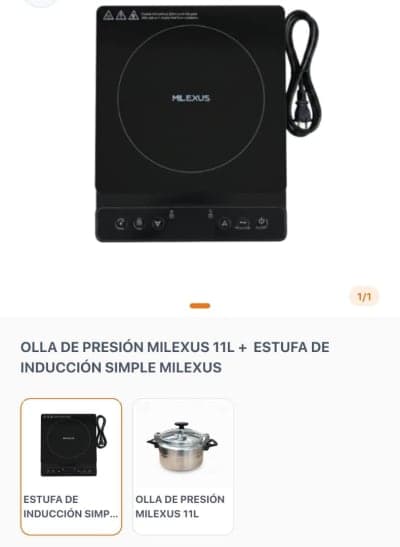 OLLA DE PRESIÓN MILEXUS 11L + ESTUFA DE INDUCCIÓN SIMPLE MILEXUS