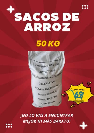 ‼️ YA DISPONIBLE- SACOS DE ARROZ (50 KG)‼️